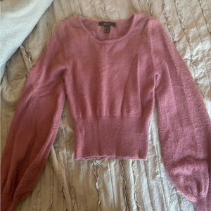 Forever 21 Dusty Rose Fuzzy Crewneck Sweater